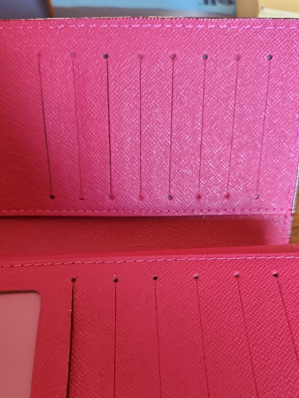 Pink Saffiano Leather Card Wallet